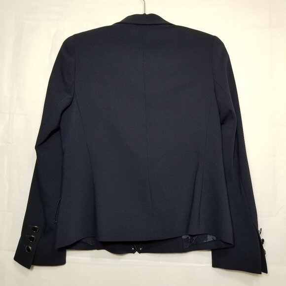 Escada eyelet collar blazer navy size 38 scalloped - Picture 2 of 11
